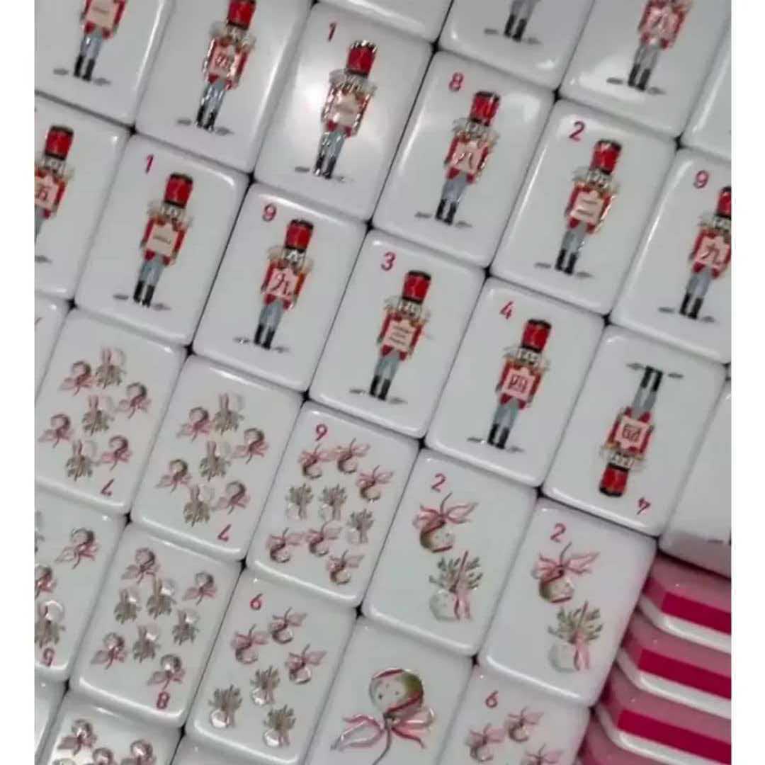 (Wholesale in Stock) No. 36, 160 Acrylic American-Style Mahjong Tiles with Christmas Nutcracker Pattern Printing