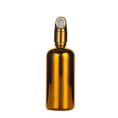 Gold-Plated Glass Essential Oil Bottles 10-100ml Empty Dropper Bottles with Silicone Cap, Silver Spray Bottles for Wholesale