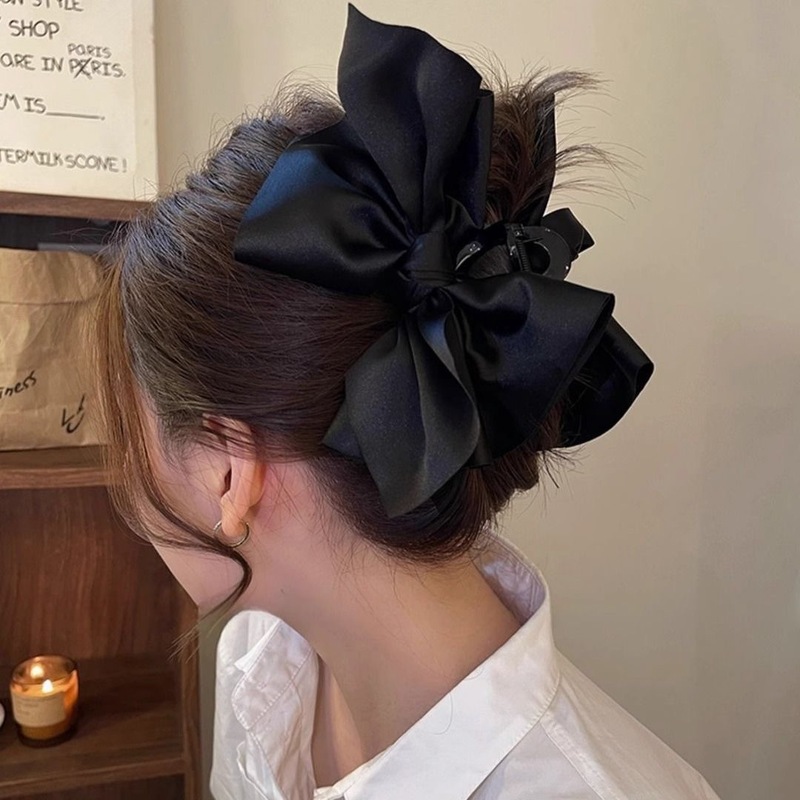 高級両面大型リボンクリップヘップバーンスタイル後頭部ヘアシャーククリップヘアピン女性用|undefined