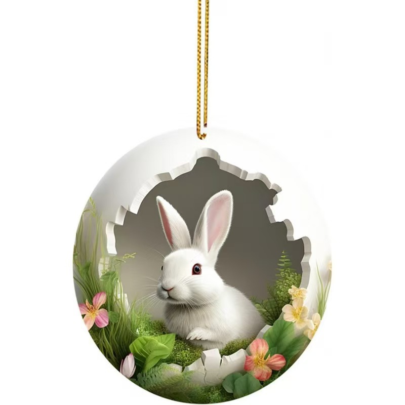 Colgantes de Pascua Hot Sale Colgantes de Agujero de Árbol Conejo Decoraciones Acrílico 2D Cute Guirnaldas Colgantes Propósitos Automóvil