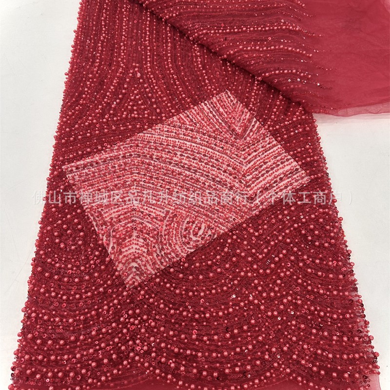 Fabricas de bordado de malla de cuentas pesadas Gao Ding vestido de boda vestido de moda cena vestido de cuentas tela de vestido