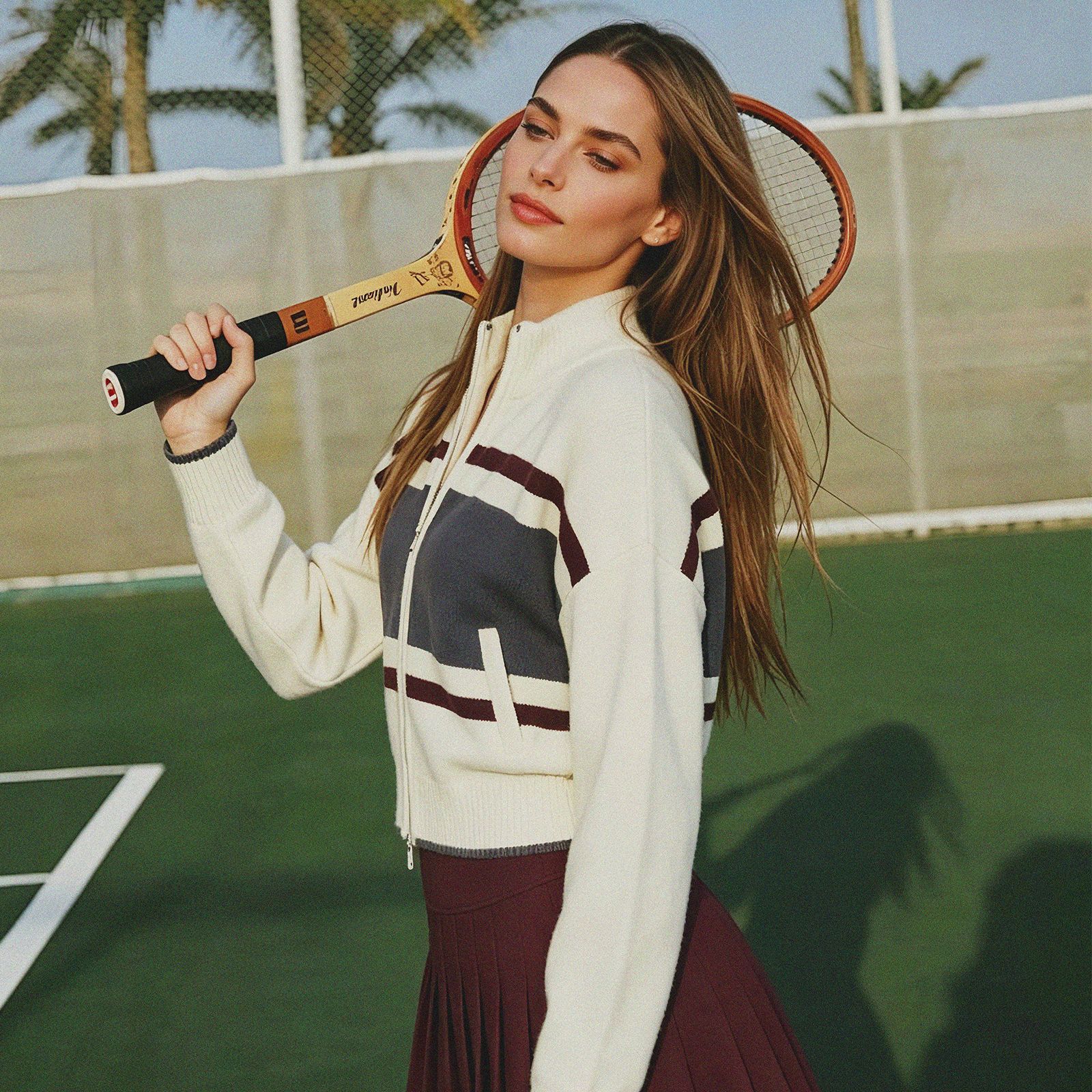 Vintage Old Money Style Sports Tennis Set Fashionable Casual Fitness Sports Jacket Top Outdoor Fitness Casual Wear for Women
