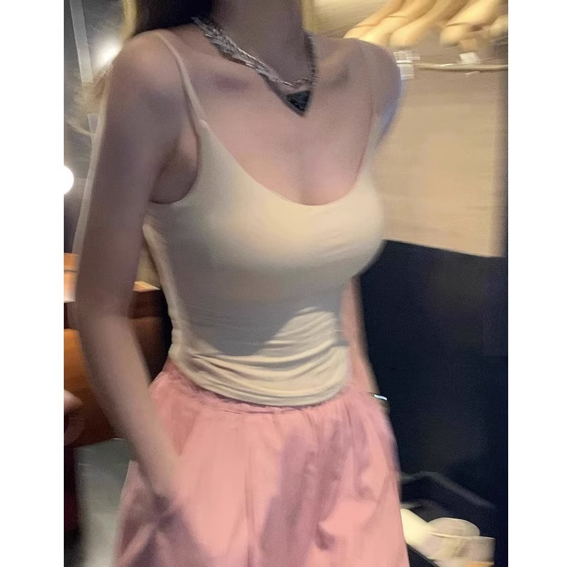 Good Quality in stock ~ American Style Camisole Vest with Chest Pad Women's New Inner Beauty Back Bra One-piece Base Top