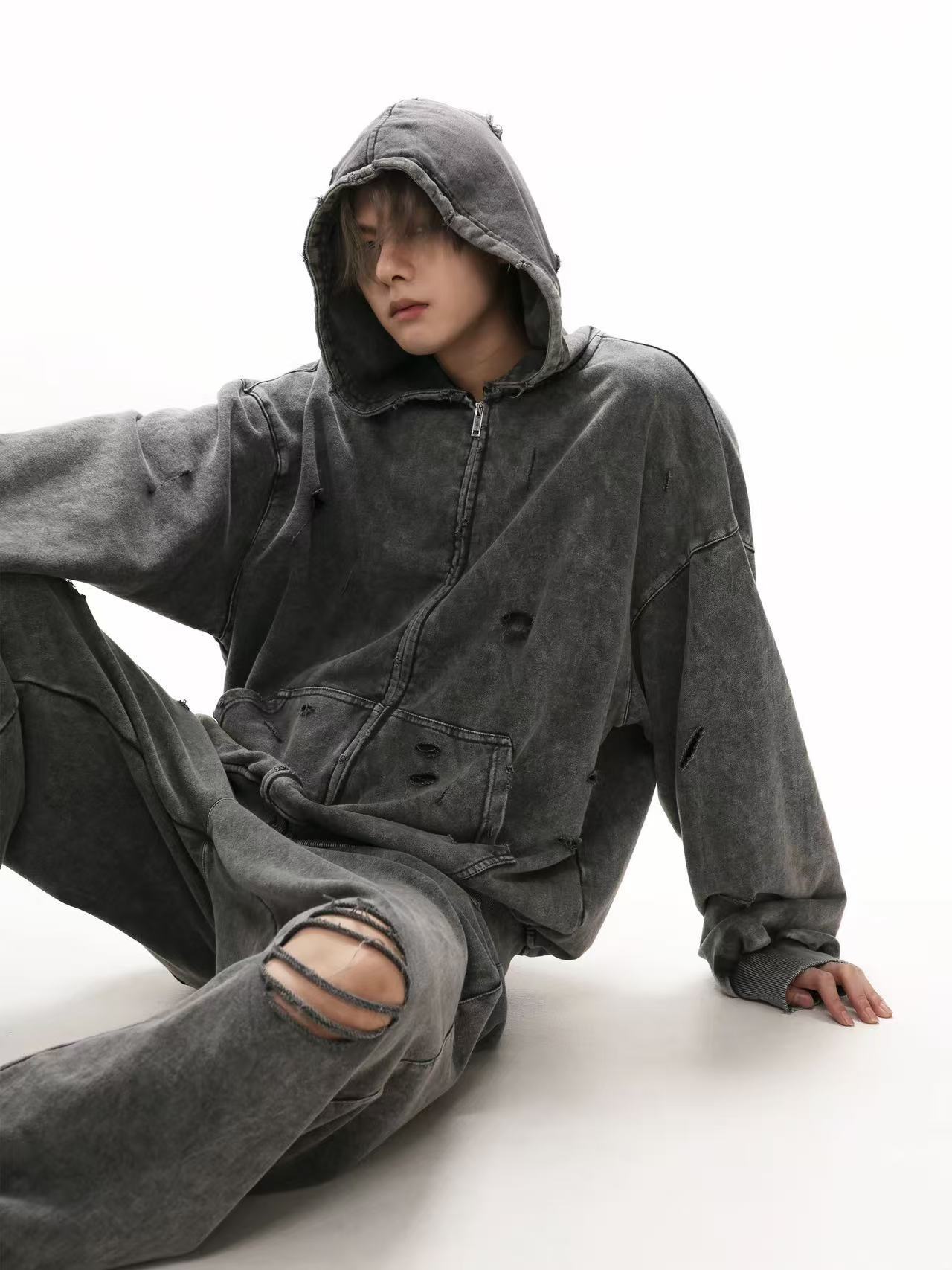 Sweatshirt com capuz homem vintage estilo lavado oversize_voghion.com