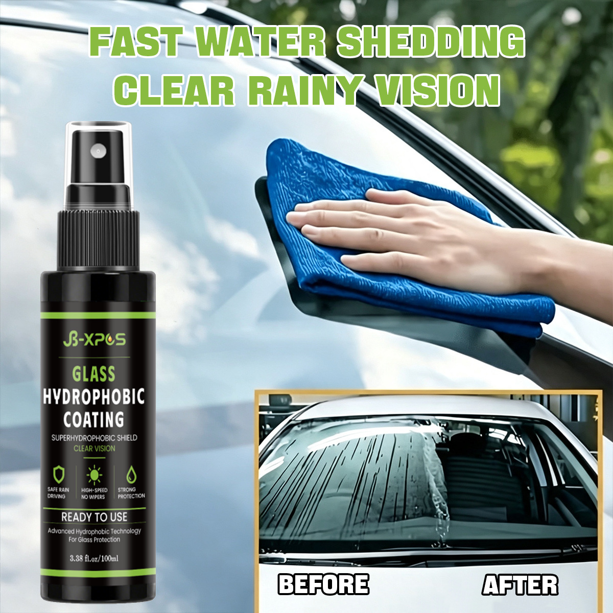 YT0503 Car Glass Anti-Fog Agent, specifically for cross-border sales, is a hydrophobic coating designed to prevent fog and rain on rearview mirrors and car windows