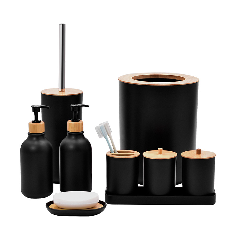 Baño simple conjunto de accesorios de baño conjunto conjunto de tazas dentales dentales botella de loción de lavado de manos caja de hisopo de algodón bandeja