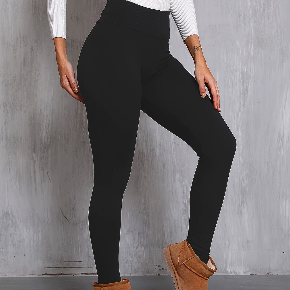 (Граница торговли) , комбинезон для досуга, черные leggins, акулa, брюки, европейский стиль, высокий пояс, размер плюс, узкие, облегающие