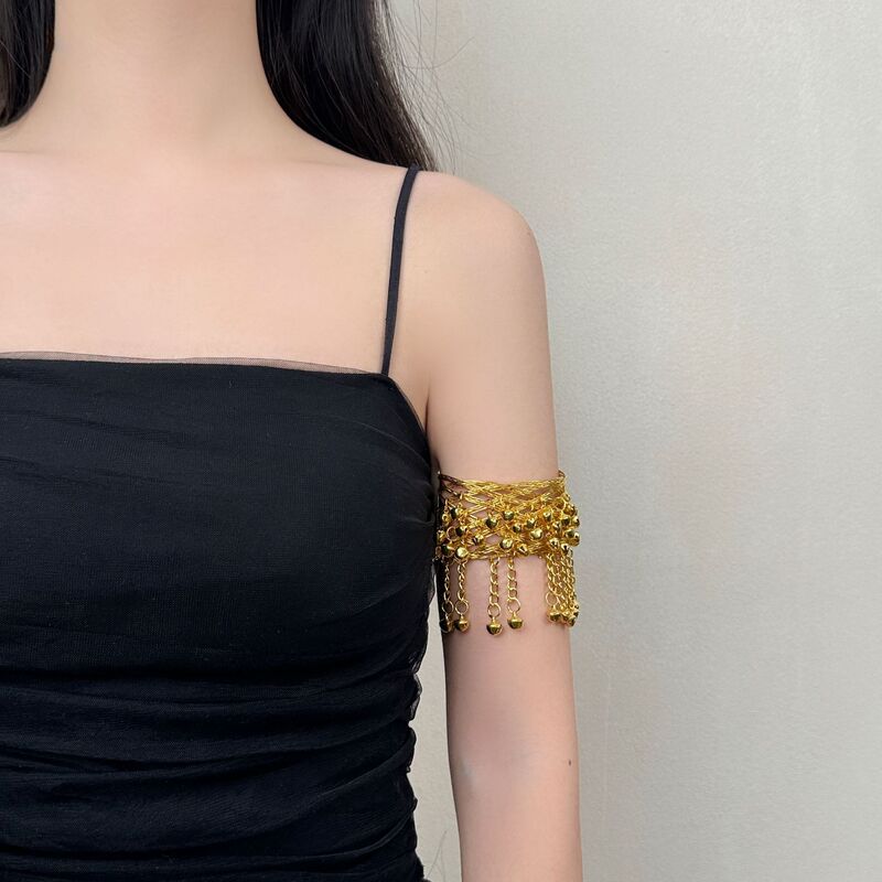 Indian Dance Belly Dance Metal Bell Adjustable Open Bracelet Arm Band Travel Photography Props Internet Celebrity Accessories