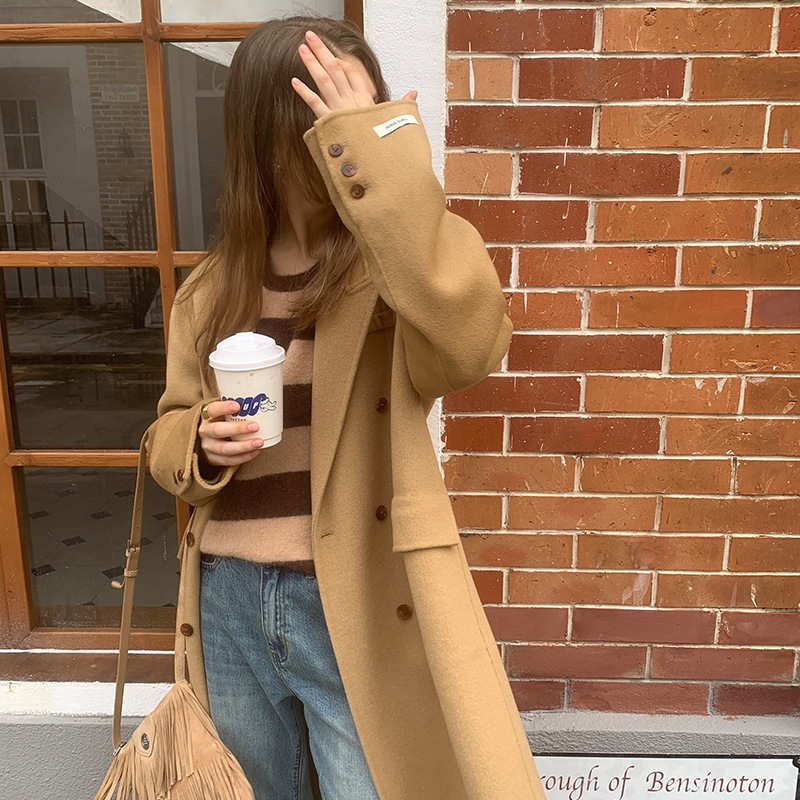 衣夫 十三行女装手工缝制双面呢大衣宽松显瘦中长款羊毛呢外套063