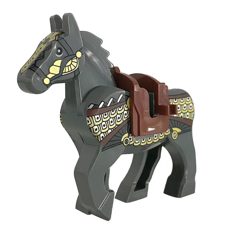 国境を越えた売れ筋の小粒子ビルディングブロック、サードパーティ軍事フィギュアアクセサリー、装備、戦馬、三色サドルおもちゃ|undefined