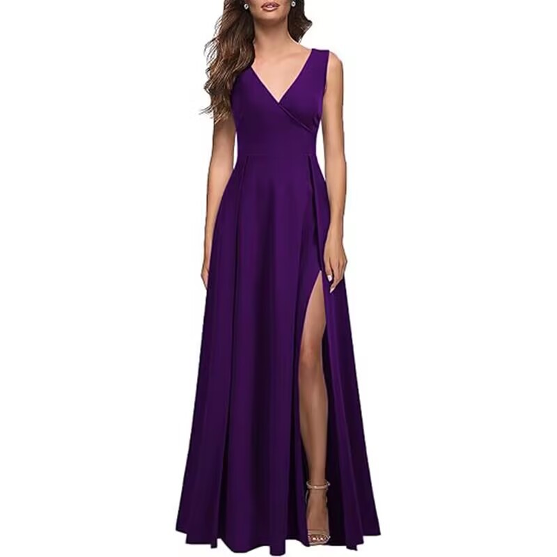 2025 verano V-collar vestido de noche transfronterizo europeo y americano nuevo vestido formal largo vestido de cóctel