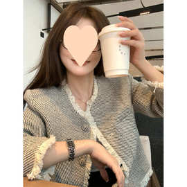 高级感流苏短款小香风粗花呢外套女秋季2026新款法式宽松气质上衣