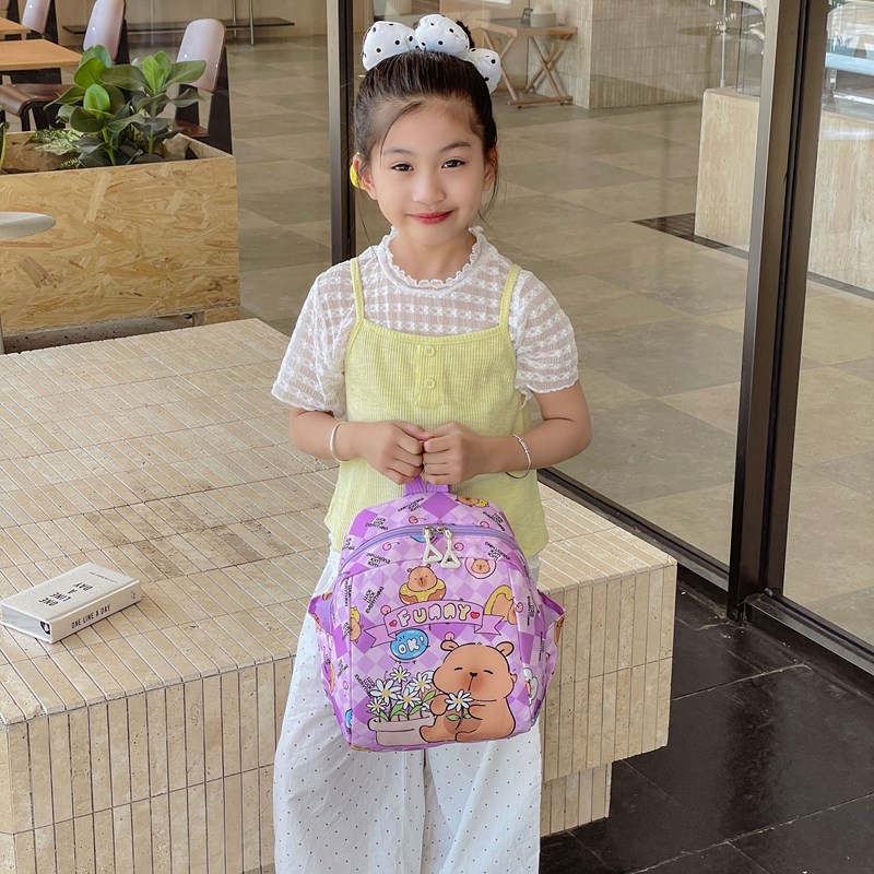 Mochila de dibujos animados para bebés lindos Mochila para niños y niñas con estampado Kapibala Mochila para niños y niñas
