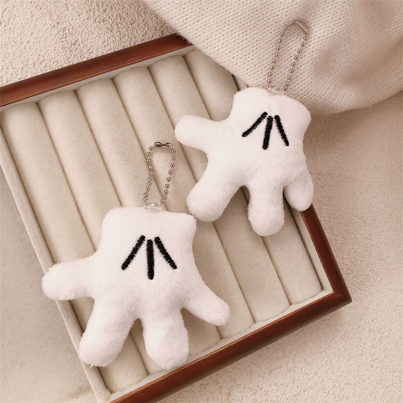 Muñeca rellena de algodón pequeña palma colgante creativo felpa guantes blancos colgante personalizado palma bolso llavero colgante