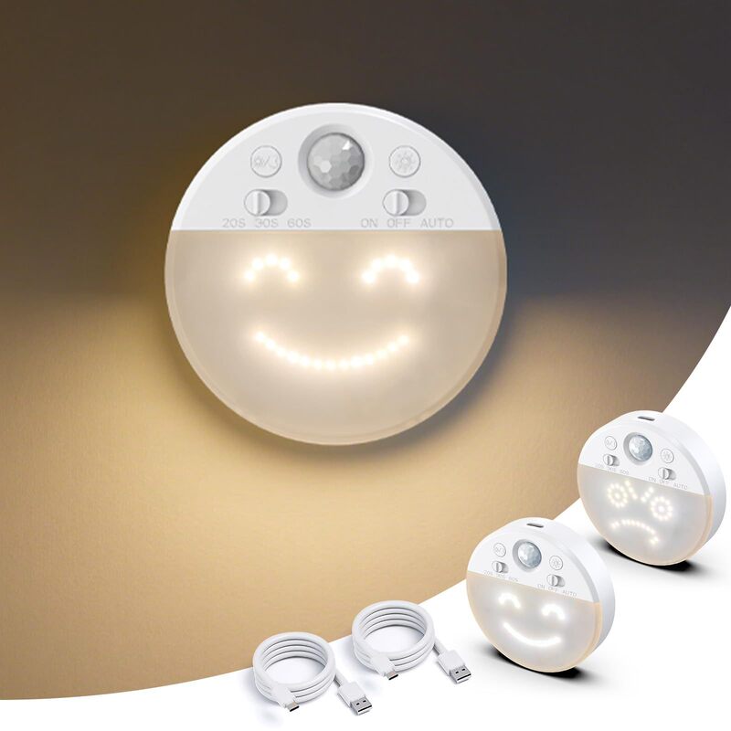 Amazon Motion Sensor Led Night Light with 4 Expressions Dimmable Corridor Light Rechargeable Led Wall Lamp