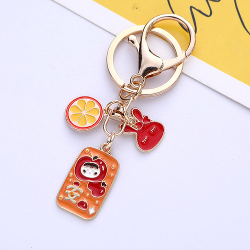 New Year's meaning text blessing good things to happen keychain cute alloy bunny small gift bag keychain