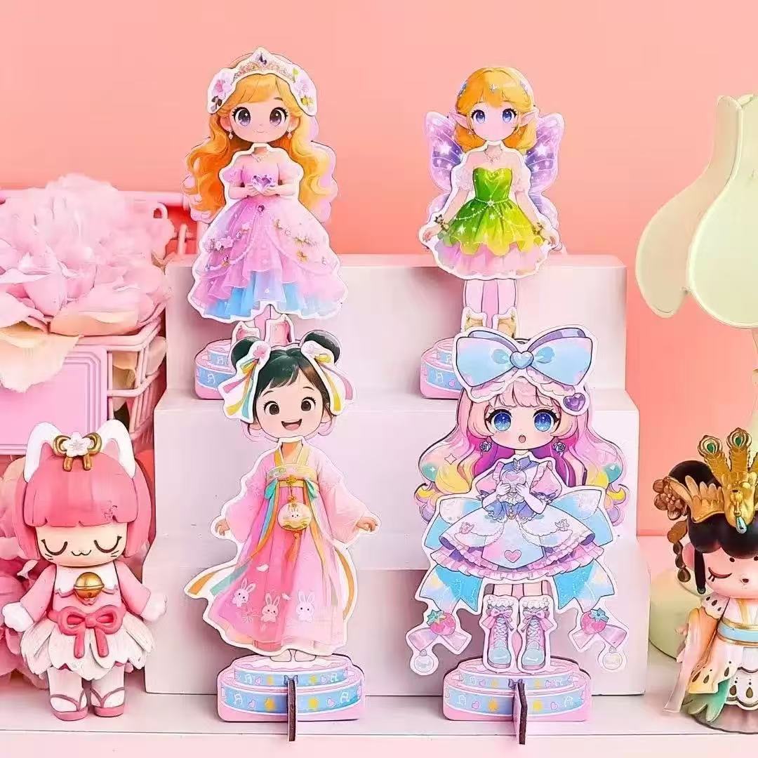 Magnético cambio de ropa estereoscópico cambio de ropa niña juguetes niños hechos a mano DiDi dibujos animados estilo nacional conjunto de princesas image 4