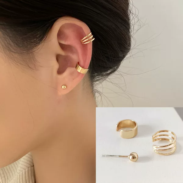 Temperament Fashion Simple Multi-ring Ear Clip Without Ear Holes Women's Retro Hong Kong Flavor Cold Wind Ear Bone Clip Fairy Mori Super Fairy