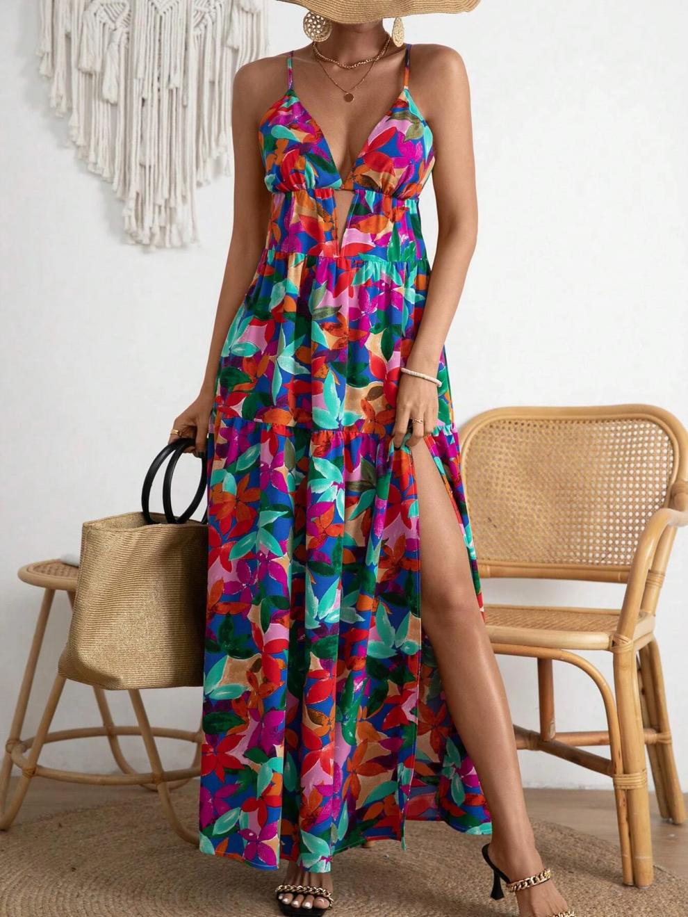 Strap Dress Dresses Type Wholesale Women's Casual Vacation Streetwear Multicolor Floral Holiday Banquet Selfie Strap Sleeveless Strap Dress