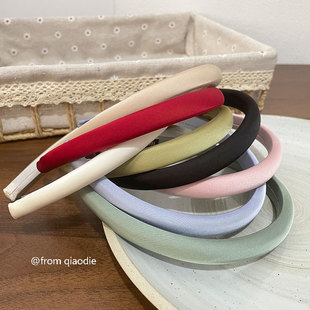 Spring and summer macaron Korean satin hairband color thin hair card women's pressed hair high-end headband internet celebrity gentle style