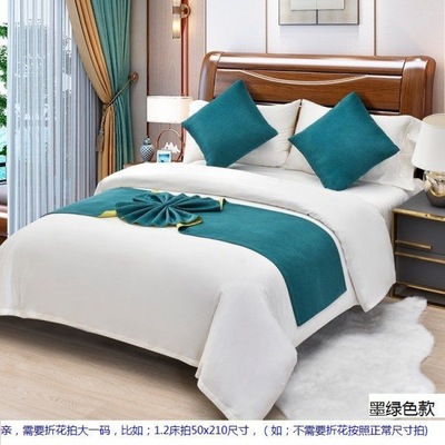 床尾巾棉麻色宾馆酒店床上用品欧式床旗垫床盖桌旗亚马逊跨境厂家