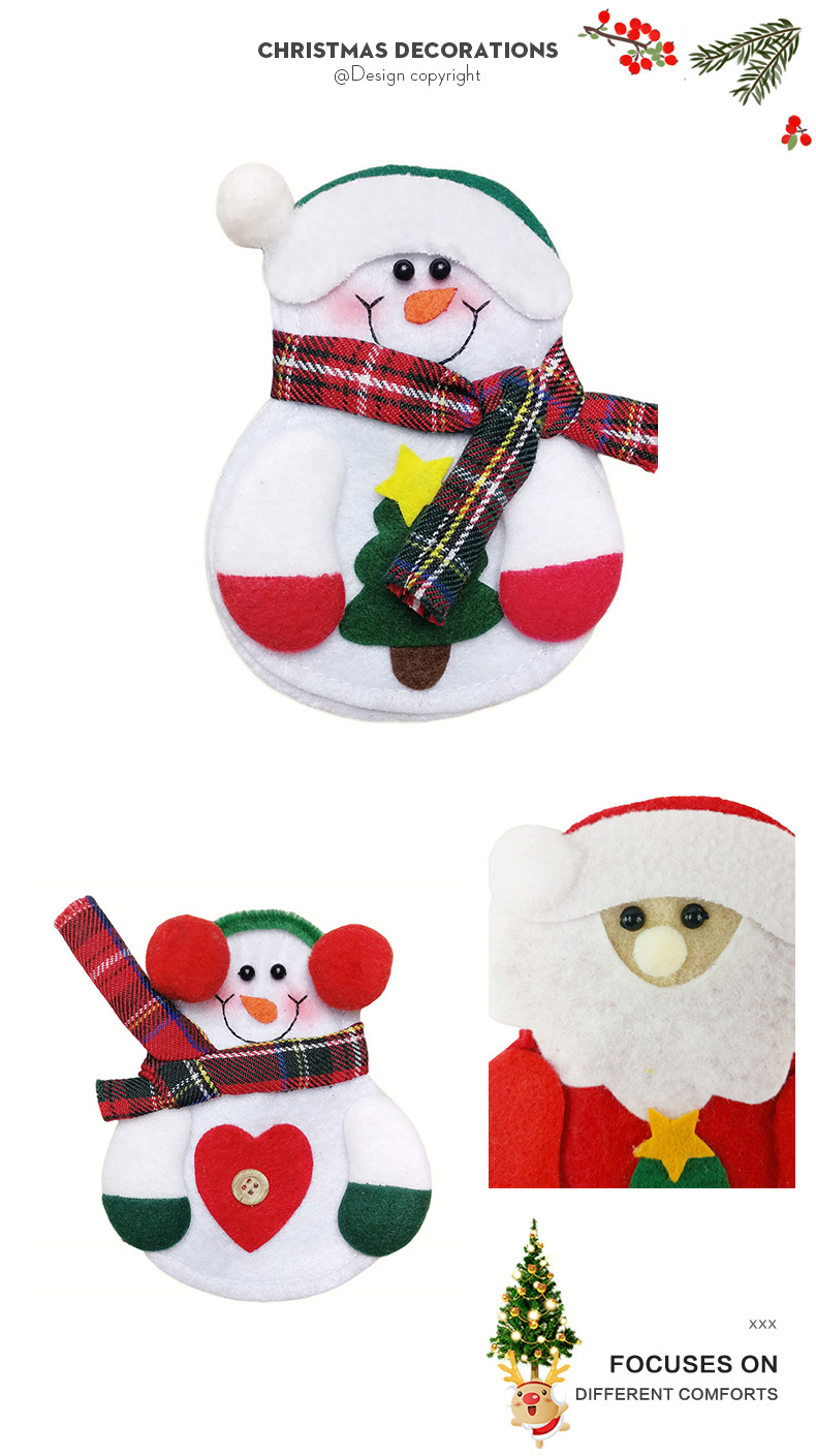 Navidad Moda Gorro Navideño Papá Noel Monigote De Nieve No Tejido Fiesta Bolsa De Cubiertos 1 Pieza display picture 2