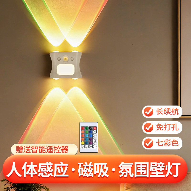 Cross-Border New Model Rgb Gradient Atmosphere Night Light, Smart Motion Sensor Rechargeable Magnetic Spotlight, Cat-Eye Wall Lamp Cross-Border New Model Rgb Gradient Atmosphere Night Light, Smart Motion Sensor Rechargeable Magnetic Spotlight, Cat-Eye Wall Lamp