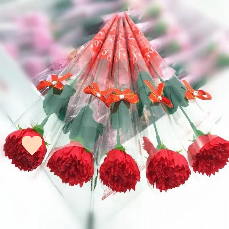 Flor artificial, clavel, ramo único, flor de jabón, venta al por mayor, regalos del día de la madre, promoción de la tienda, promoción de productos transfronterizos