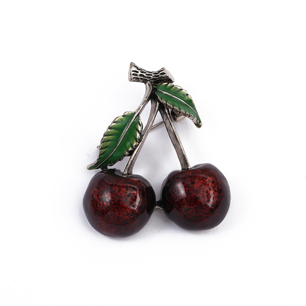 Alloy Material Cherry Pattern Elegant Cute Pin Cherry Alloy Inlay Rhinestones Women'S Brooches