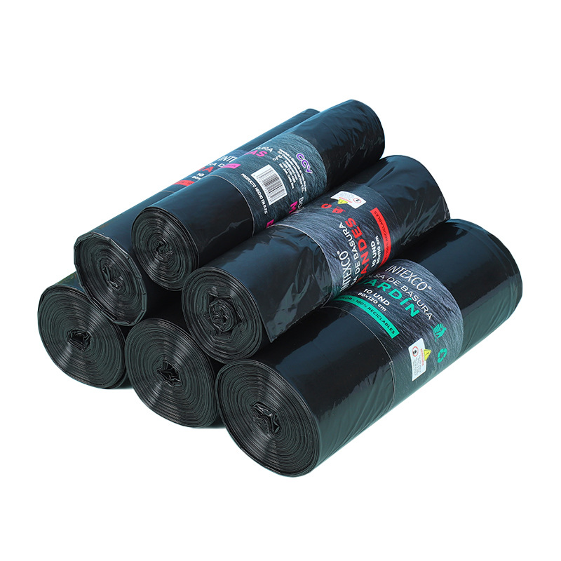 Bolsa de basura negra de boca plana para el hogar de múltiples especificaciones, baño de dormitorio, cocina gruesa, sala de estar, bolsa de basura de punto de ruptura