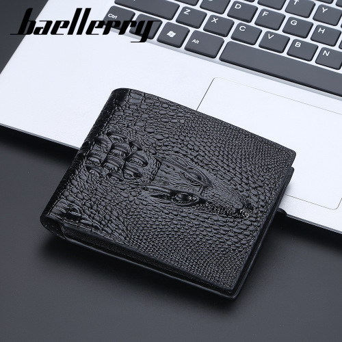 Baellerry factory direct sales retro men's short crocodile head wallet multi-card slot coin bag wholesale