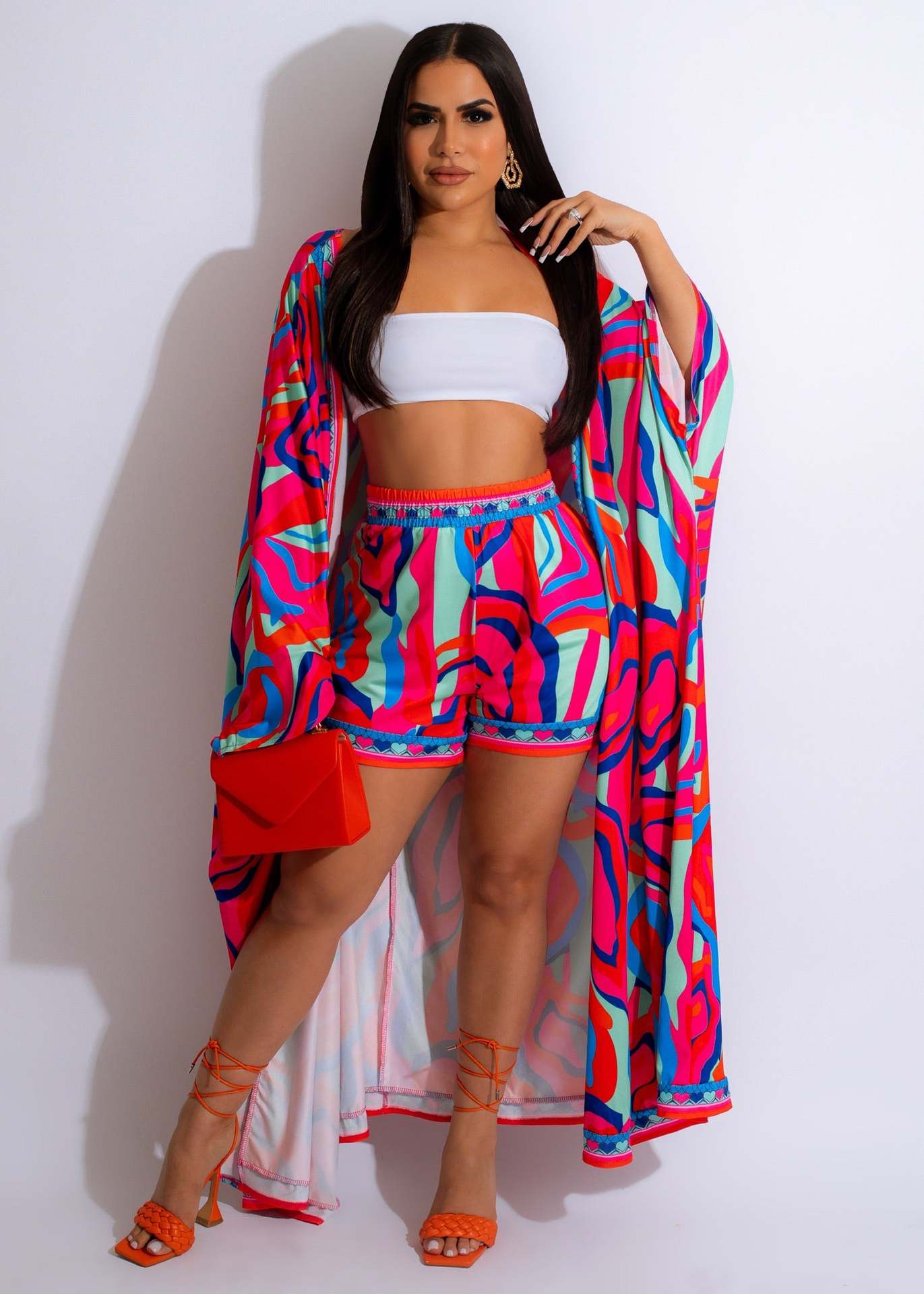 2 Piece Set Quantity Home Occasion Home Women'S Casual Printing Spandex Polyester Printing Shorts Co-ord Set Shorts Sets
