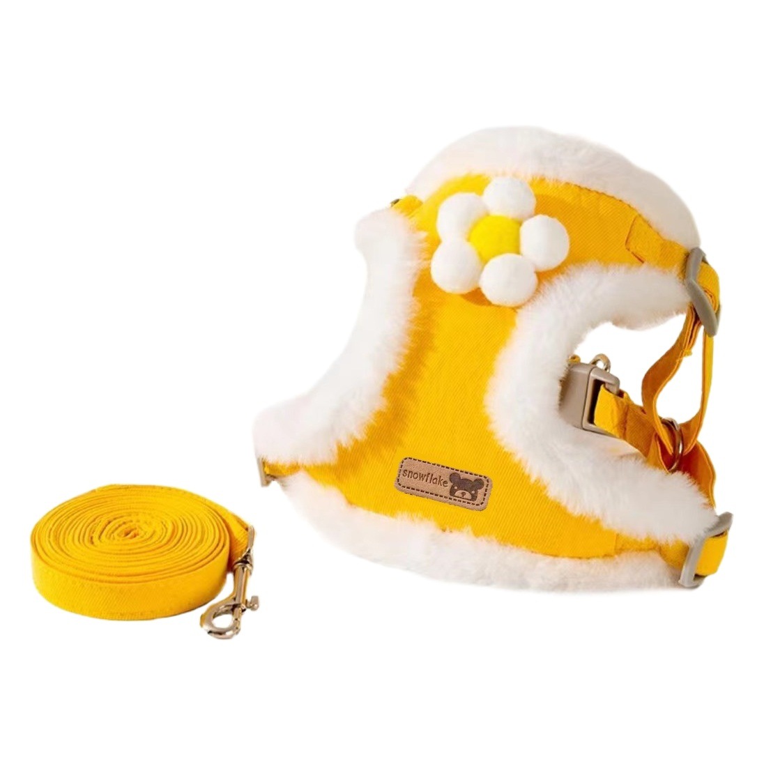 Otoño e Invierno para mascotas de felpa caliente correa de pecho perro mediano y pequeño perro cachorro Peluche suave cuerda de perro cuerda de tracción