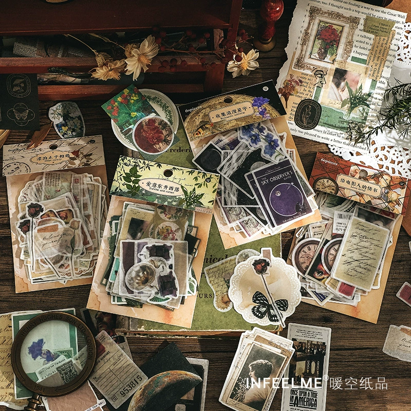 Однажды такая серия Infeel.me и бумажных мешков Ретро-арт DIY ручной счет украшения наклейки 4