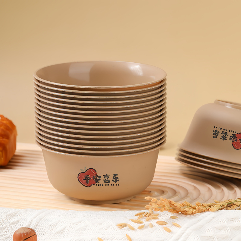 稻壳一次性碗筷餐具圆碗可降解加厚酒席加硬耐高温家用批发|undefined