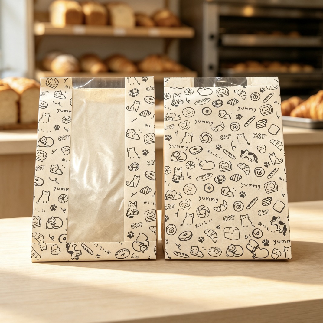 Bolsas para Tostadas Preformadas con Ventana Transparente, Bolsas para Envasado de Alimentos, Bolsas para Pan con Borde Enrollado de Papel Kraft, Artículos de Venta Caliente al por Mayor en Amazon