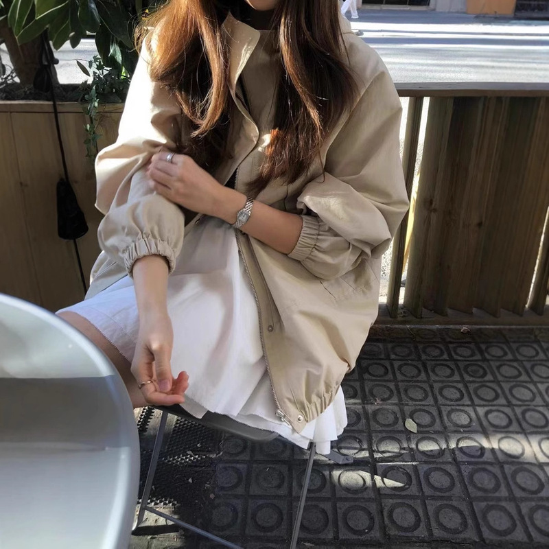 In-Stock 2025 Spring New Korean Dongdaemun Ou*Ce Loose Slimming Hooded Zipper Jacket Top