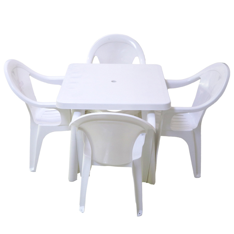 Conjunto de mesa y sillas de plástico para puestos de comida para actividades al aire libre, sillas y mesas para festivales de cerveza, barbacoa de mercado nocturno, portátil y duradero.