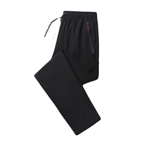 Summer Elastic Ice Silk Trousers for Men Straight Leg Long Pants Thin Air Conditioning Pants Loose Plus Size Quick-Dry Sporty Casual Men's Pants