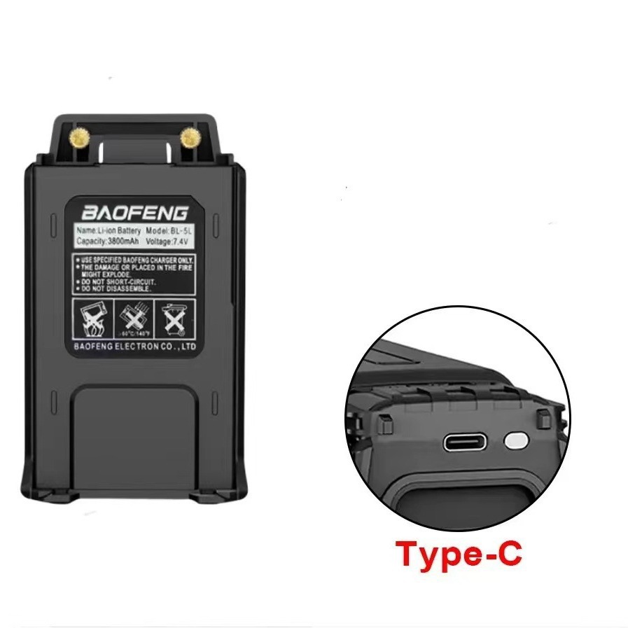 Baofeng batería de intercomunicador UV - 5R batería de litio alargada 3800mah Tipo-c carga 5RE5RA original