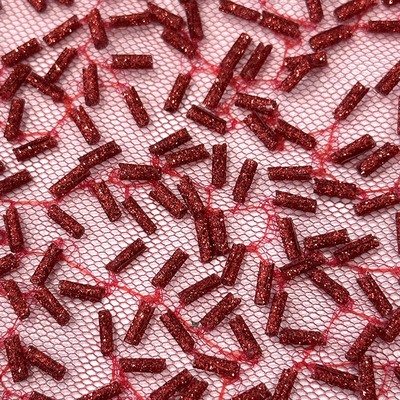 Nuevo oro de polvo de cuentas de tubo bordado tela de vestido de boda infantil tela de bordado de cuentas de fábrica de tela de bordado en stock