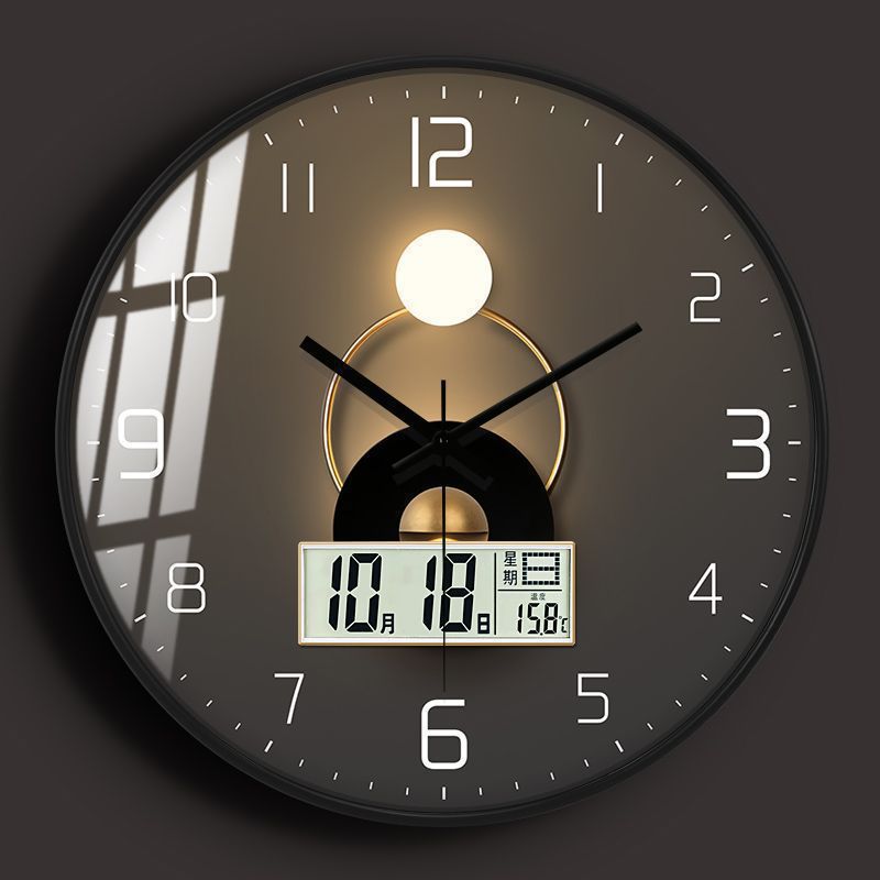 Clock High-End Modern Minimalist Clock Wall Clock Living Room Art Internet Celebrity Fashion Light and Shadow Personalized Decorative Quartz Clock
