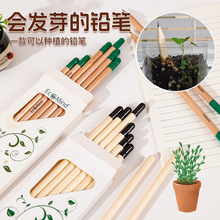 绿色创意可种植铅笔diy可印logo种子铅笔套装小礼品小学生hb铅笔