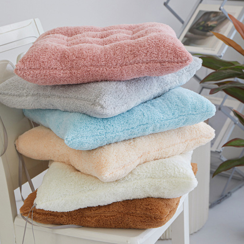 Winter ins style solid color sofa plush cushion student chair thickened soft cushion car seat booster chair cushion