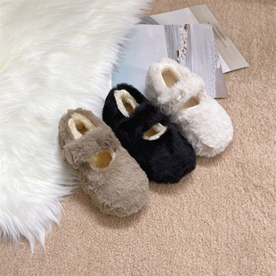 Korean Kidsren's Shoes 2025 Girls Winter New Korean Style Princess Fur Shoes Kidsren's Velvet Warm Cotton Shoes Baby Shoes