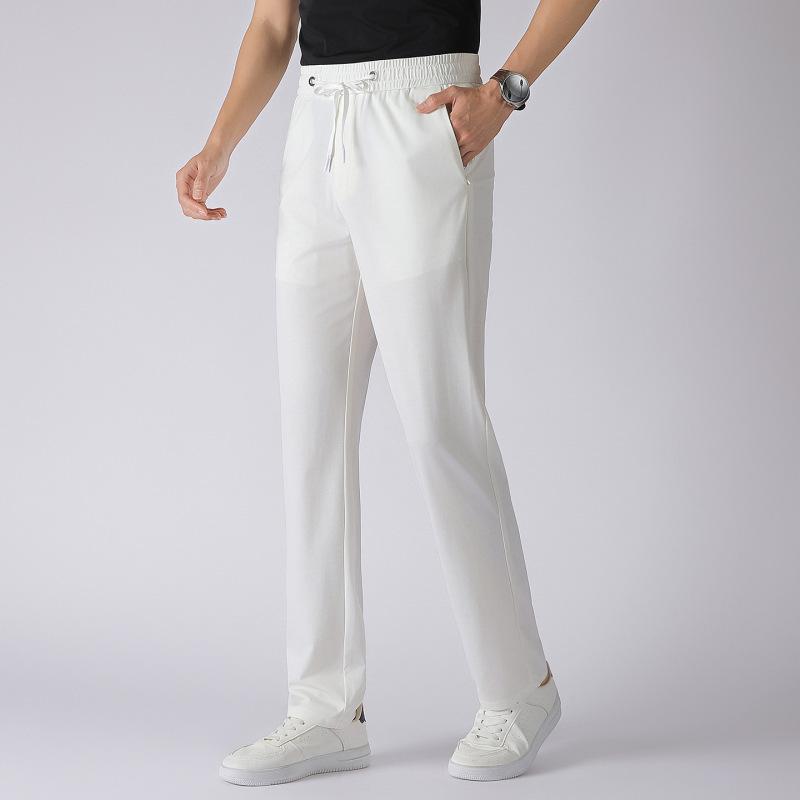 Summer New Foreign Trade Silk Casual Pants, Loose Straight Thin Elastic Waistband, Cool and Quick-Dry Long Pants for Men Summer New Foreign Trade Silk Casual Pants, Loose Straight Thin Elastic Waistband, Cool and Quick-Dry Long Pants for Men