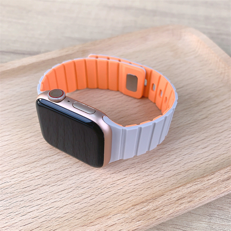 Para Apple Watch10 correa de reloj cuadrada botón magnetic silicona deportiva iWatch9SE hombre y mujer premium