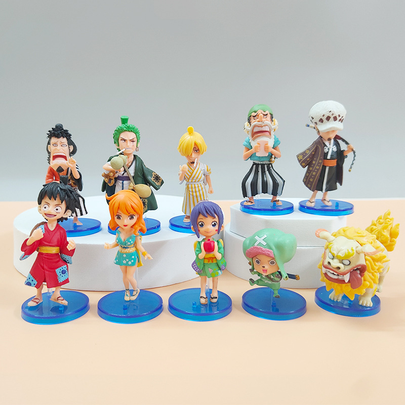Una pieza y Zhiguo 10 kimono Luffy suolong Shanzhi Luo jinweimen Ayu adornos de pastel de juguete hechos a mano