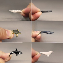 滴胶素材迷你海洋生物模型 小号蓝鲸白鲸虎鲸抹香鲸鱼海龟小摆件