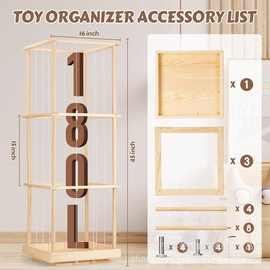 木质玩具收纳箱儿童玩具置物架毛绒玩具收纳整理架可旋转展示架